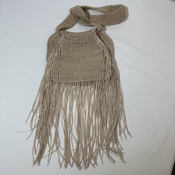 Bohemian Crochet Purse Hippy Boho Knit Fringe CottageCore Bag Festival Festival - Picture 5 of 13